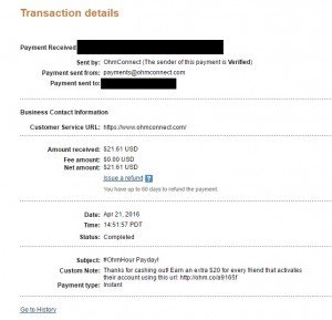 Ohmconnect Payment Proof
